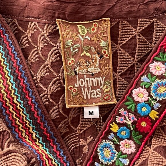 JOHNNY WAS "Square Seraphina" Embroidered Short Kimono/Wrap is NWT!! MEDIUM - Picture 4 of 10